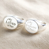 Personalised Vintage Swirls Sterling Silver Signet Ring