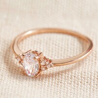 Rose Gold Sterling Silver Crystal Ring