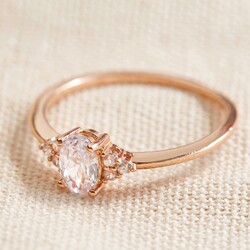 Rose Gold Sterling Silver Crystal Ring