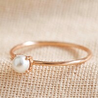 Rose Gold Sterling Silver Pearl Ring