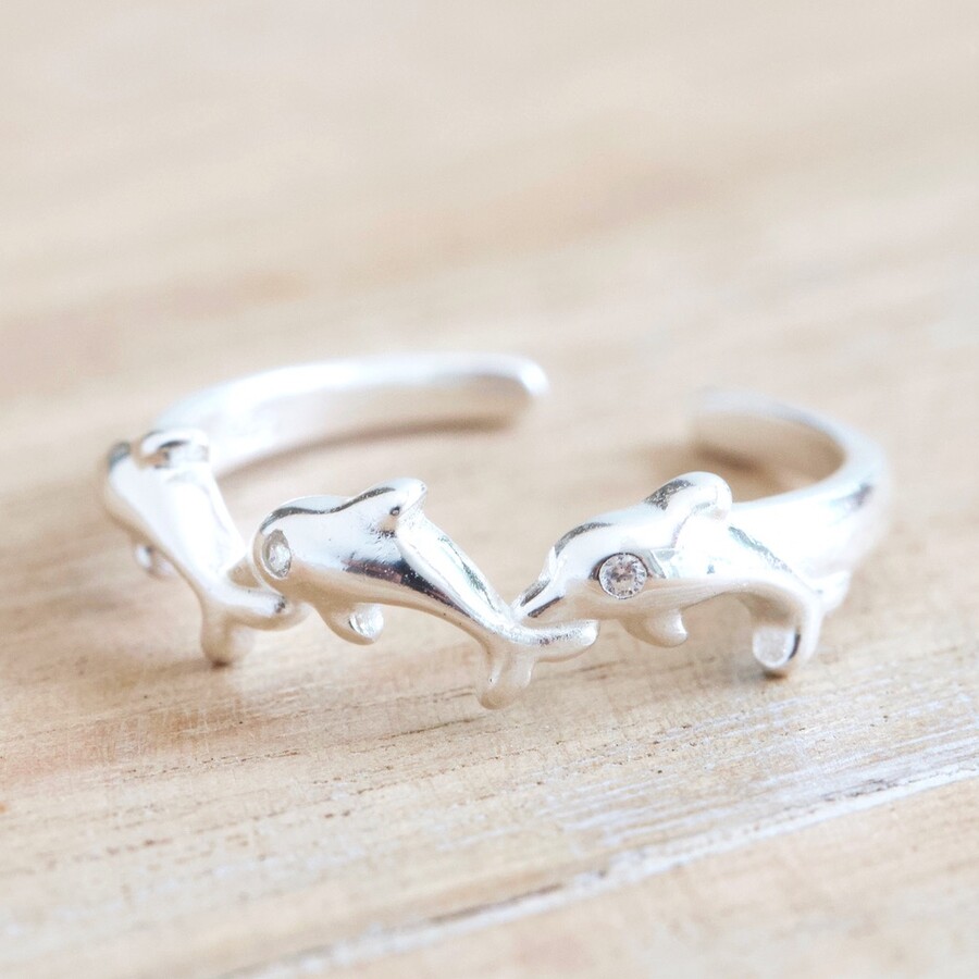 Princess Kylie Sterling Silver Double Dolphins Adjustable Toe Ring