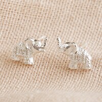 Sterling Silver Dotted Elephant Stud Earrings
