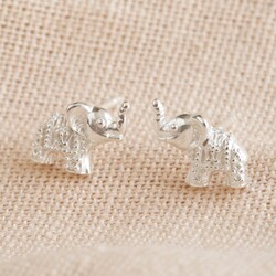 Sterling Silver Dotted Elephant Stud Earrings