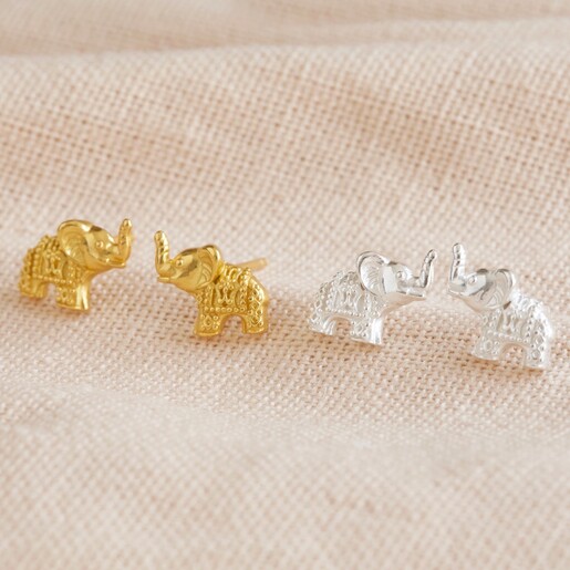 Fashion Gold-color Elephant Stud Earrings for Women Concise Lovely Design Animal Silver Plated Jewelry