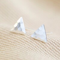 Sterling Silver Hammered Triangle Stud Earrings