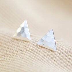 Sterling Silver Hammered Triangle Stud Earrings