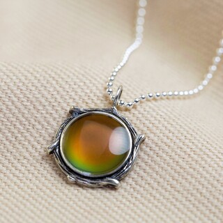 Sterling Silver Vintage Style Mood Stone Charm Necklace