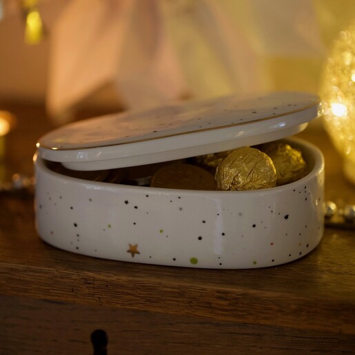 Teen's Speckled Stars Oval Trinket Box