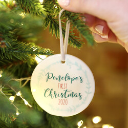 Personalised 'Baby's First Christmas' Ceramic Hanging Decoration