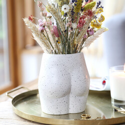Ceramic Speckled Bum Vase, H14cm