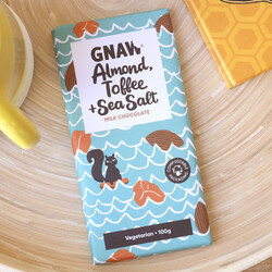 Gnaw Almond, Toffee and Sea Salt Chocolate Bar