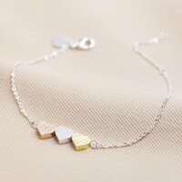 Brushed Mixed Metal Triple Heart Bracelet