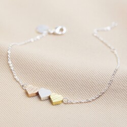 Brushed Mixed Metal Triple Heart Bracelet