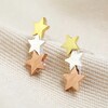 Lisa Angel Ladies' Brushed Mixed Metal Triple Star Stud Earrings