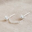 Lisa Angel Delicate Double Pearl Stud Chain Earring in Silver