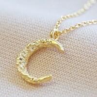 Organic Finish Moon Pendant Necklace in Gold