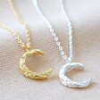 Lisa Angel Organic Finish Moon Pendant Necklaces in Silver and Gold