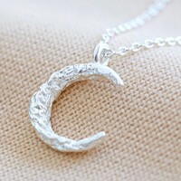 Organic Finish Moon Pendant Necklace in Silver