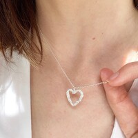 Organic Finish Heart Necklace in Silver