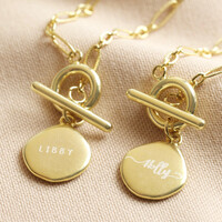 Personalised Gold Ring and T-Bar Chain Necklace