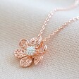 Lisa Angel Ladies' Rose Gold and Silver Flower Pendant Necklace