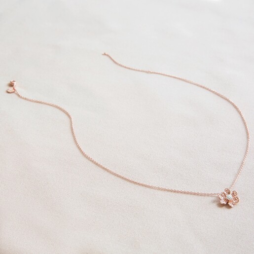 Rose Gold and Silver Flower Pendant 