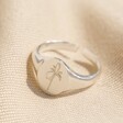 Lisa Angel Silver Personalised Birth Flower Adjustable Oval Signet Ring