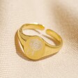 Lisa Angel Gold Personalised Birth Flower Adjustable Oval Signet Ring