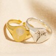 Lisa Angel Ladies' Personalised Birth Flower Adjustable Oval Signet Ring