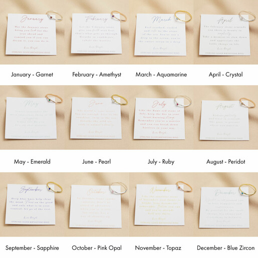 Lisa Angel Ladies' Thin Sterling Silver Birthstone Ring