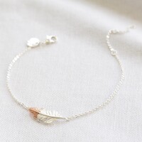 Silver Dipped in Rose Gold Feather Bracelet