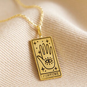 Gold 'Fortune' Tarot Card Pendant Necklace
