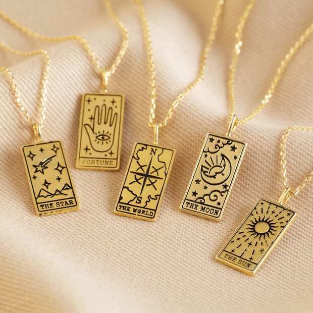 Gold The Star Tarot Card Pendant Necklace Lisa Angel