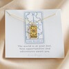 Gold 'The World' Tarot Card Pendant Necklace in Packaging