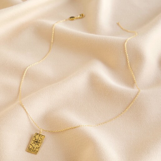 Lisa Angel Gold 'The World' Tarot Card Pendant Necklace