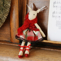 Red Ballerina Reindeer Doll Decoration