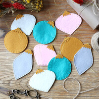 Set of 10 Felt Bauble Shape Hanging Decorations