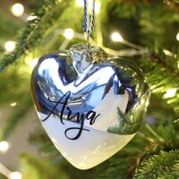 Personalised Name Metallic Dipped Ceramic Heart Bauble