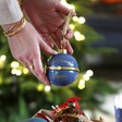 Personalised 'No Peeking' Secret Opening Bauble in Blue