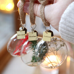 Personalised Set of Three Christmas Dried Flower Baubles