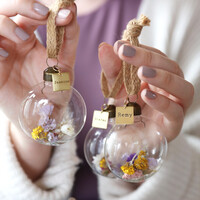 Personalised Set of Three Pastel Dried Flower Baubles