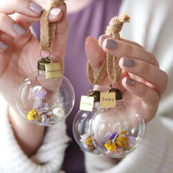 Personalised Set of Three Pastel Dried Flower Baubles
