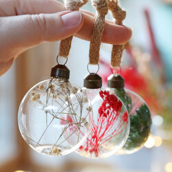 Set Of Three Christmas Dried Flower Baubles