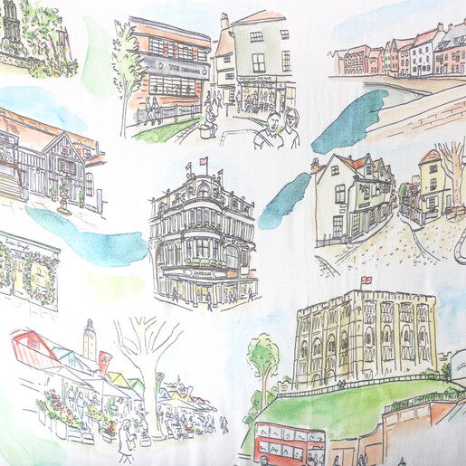 Lisa Angel Colourful Owen Mathers Illustrated Norwich Scarf