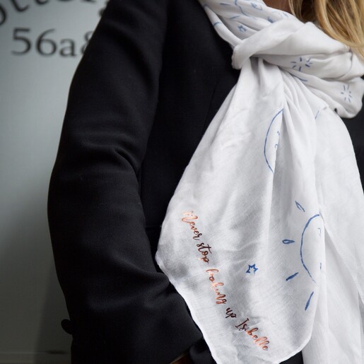 Sun and Moon Scarf in Blue on Model