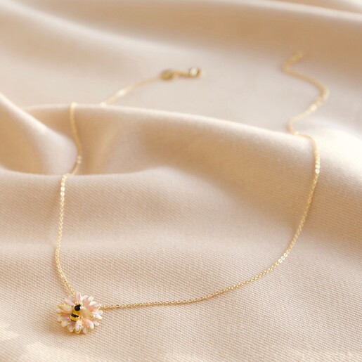 Lisa Angel Bee and Daisy Pendant Necklace in Gold