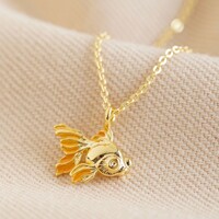 Delicate Fish Pendant Necklace in Gold