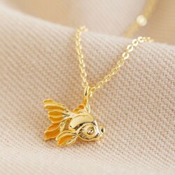 Delicate Fish Pendant Necklace in Gold