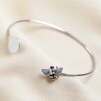 Disc and Bee Open Bangle in Silver