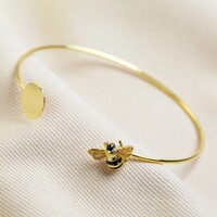 Disc and Bee Open Bangle in Gold